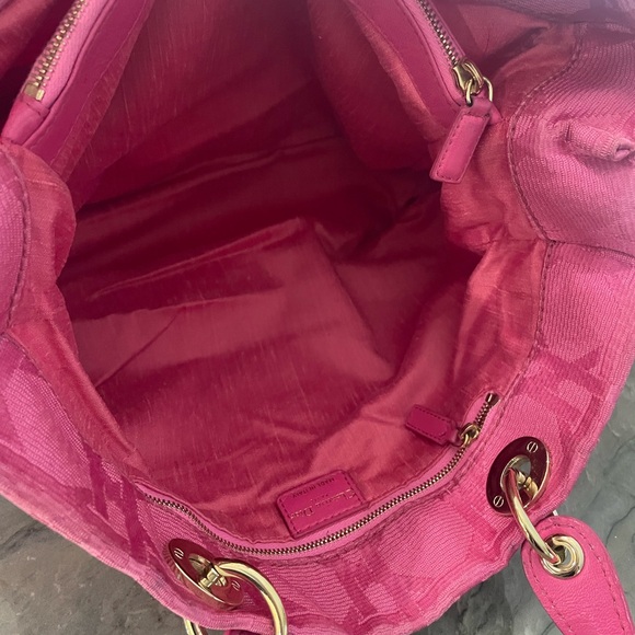 Authentic Christian Dior Pink Quilted Tote Satchel Career Resort Luxury Beachy - Picture 6 of 9